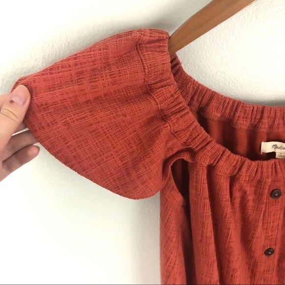 Madewell Texture & Thread Off-The-Shoulder Dress Size Medium - Picture 8 of 16